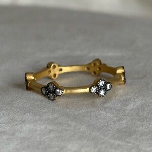 New Freida Rothman Sterling matte Gold and black clover Women's Ring